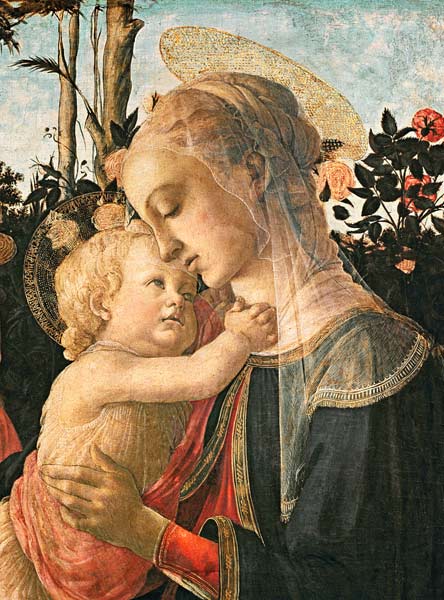 Madonna y niño con san Juan Bautista, detalle de la Madonna y el niño – Sandro Botticelli Sandro Botticelli Master Apollon