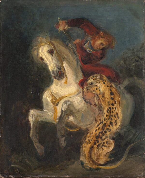 Un caballero atacado por un jaguar – Eugène Delacroix Eugène Delacroix Master Apollon