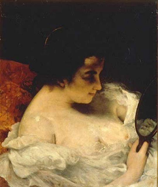 La mujer mirándose en el pequeño espejo – Gustave Courbet Gustave Courbet Master Apollon