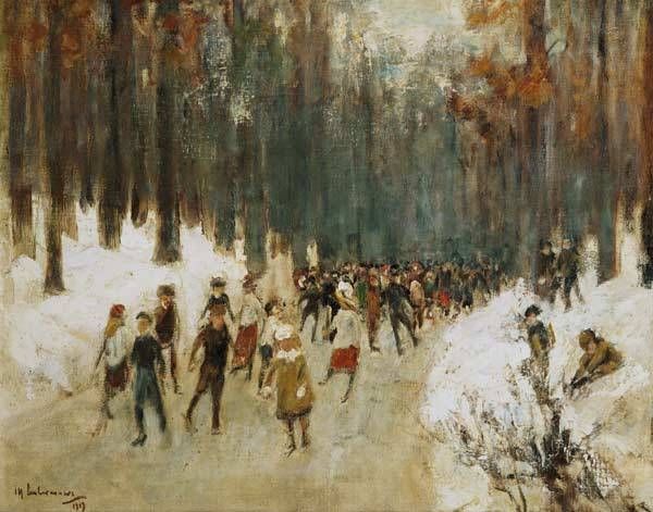 Patinadores sobre el lago helado en el jardín zoológico de Berlín – Max Liebermann Max Liebermann Master Apollon