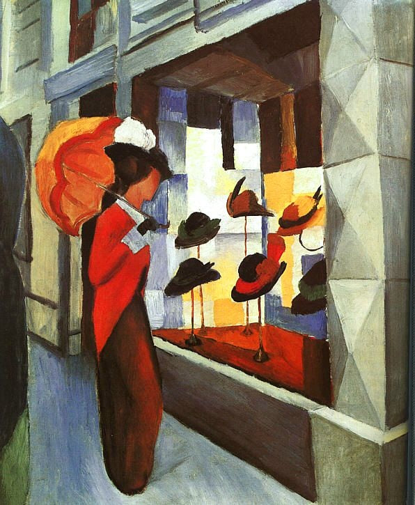 Mujer frente a una tienda de sombreros – August Macke August Macke Master Apollon