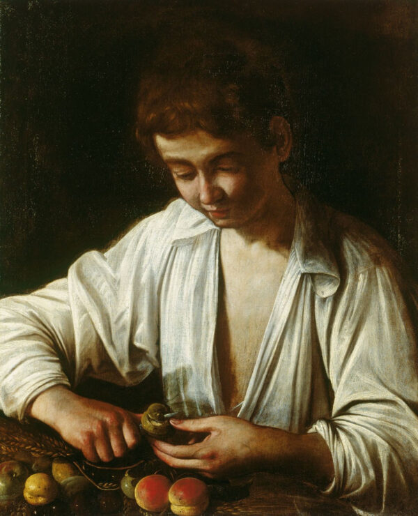 Chico pelando una fruta c.1593 – Caravaggio Caravaggio Master Apollon