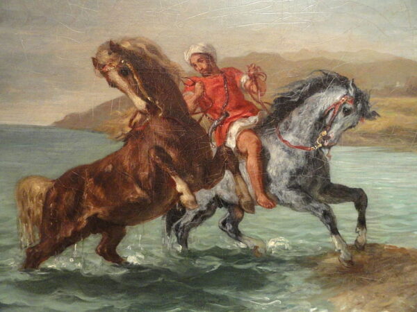 Dos caballos emergen al mar – Eugène Delacroix Eugène Delacroix Master Apollon