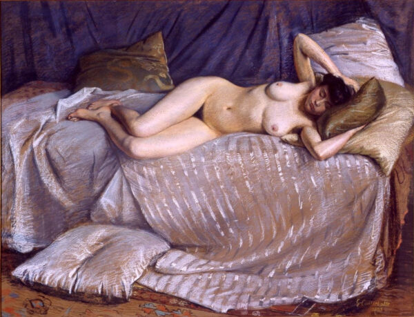 Mujer desnuda extendida sobre un diván – Caillebotte Gustave Caillebotte Master Apollon