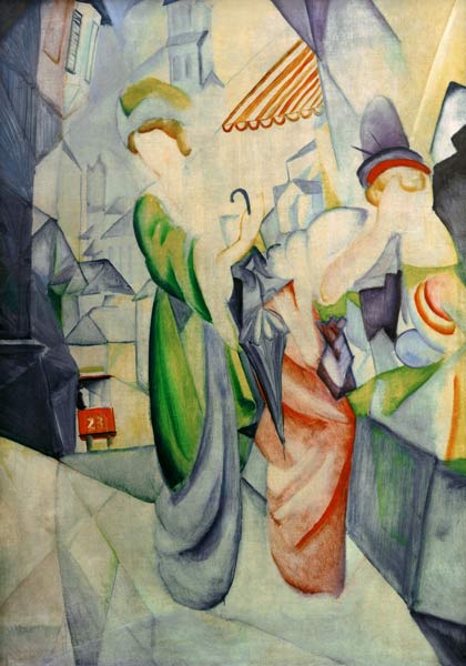 Mujeres brillantes frente a la tienda de sombreros – August Macke August Macke Master Apollon