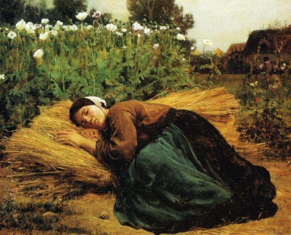 Joven segador durmiendo sobre gavillas de trigo – Jules Breton Jules Breton Master Apollon