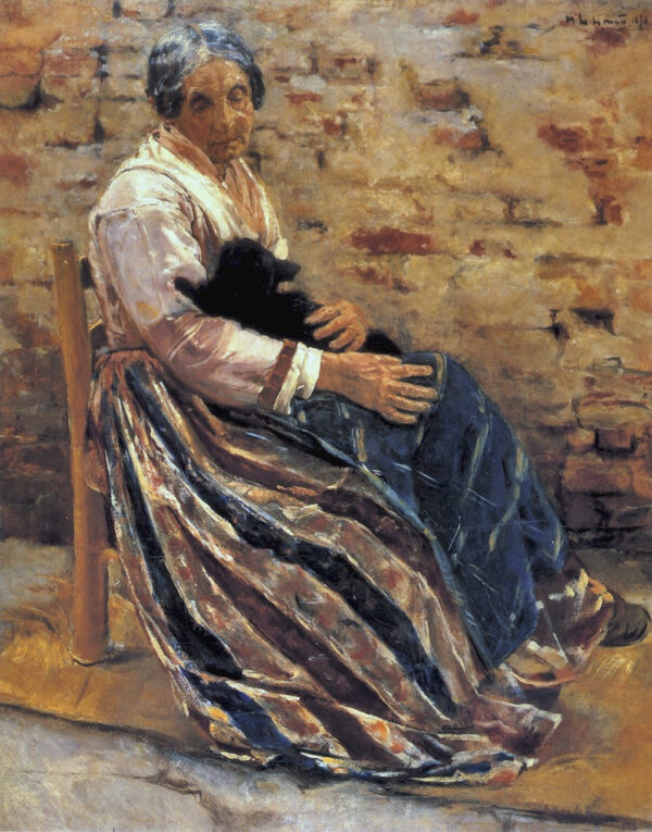 Una anciana con un gato – Max Liebermann Max Liebermann Master Apollon