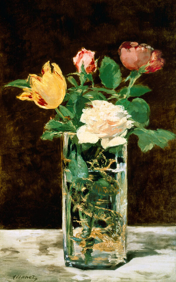 Rosas y tulipanes en un jarrón – Edouard Manet Édouard Manet Master Apollon