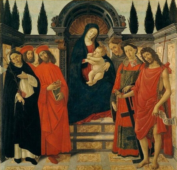 La Virgen con el Niño junto a san Juan Bautista, san Damián y san Cosme – Sandro Botticelli Sandro Botticelli Master Apollon