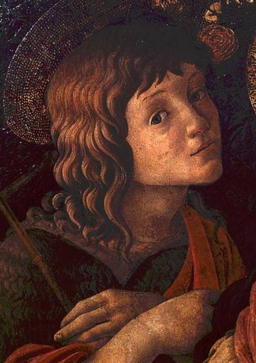 Virgen con el Niño y San Juan Bautista, detalle del joven santo – Sandro Botticelli Sandro Botticelli Master Apollon