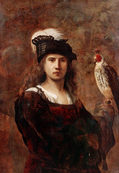 Un halconero, de pie a media altura, con un sombrero de plumas – Rembrandt van Rijn Rembrandt van Rijn Master Apollon