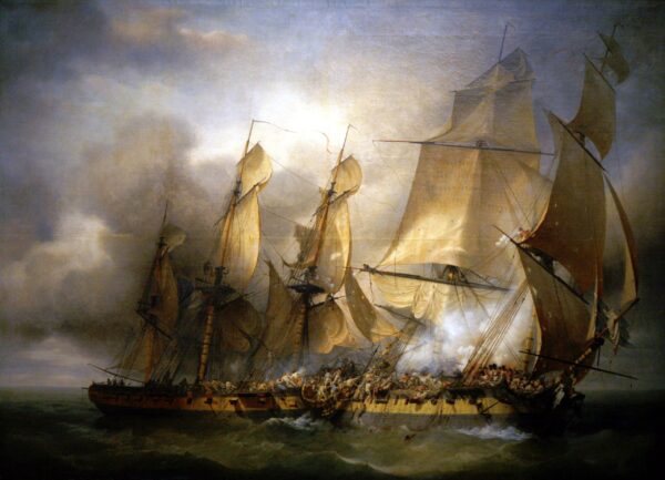 La corbeta francesa Bayonnaise abordando al HMS Ambuscade durante la acción del 14 de diciembre de 1798 – Louis Philippe Crepin Louis-Philippe Crépin Master Apollon