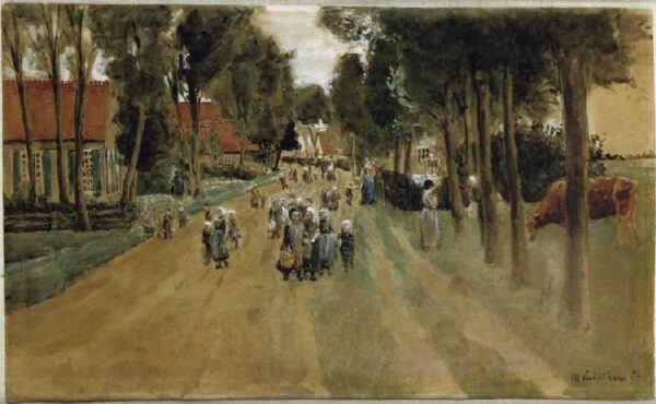 Rue del pueblo con niños en Zweeloo – Max Liebermann Max Liebermann Master Apollon