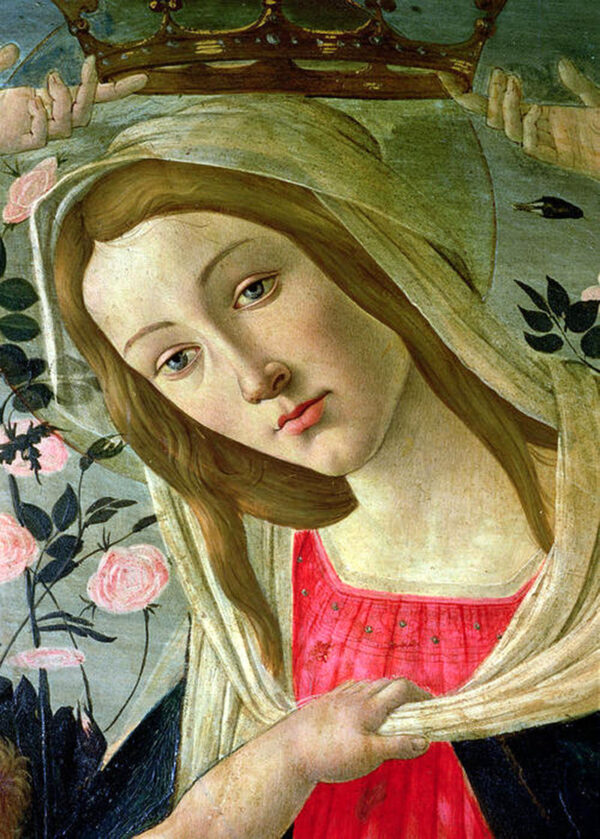 Virgen y niño coronados de ángeles, detalle de la Virgen – Sandro Botticelli Sandro Botticelli Master Apollon