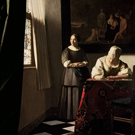 Mujer escribiendo una carta y su sirvienta – Johannes Vermeer Johannes Vermeer Master Apollon