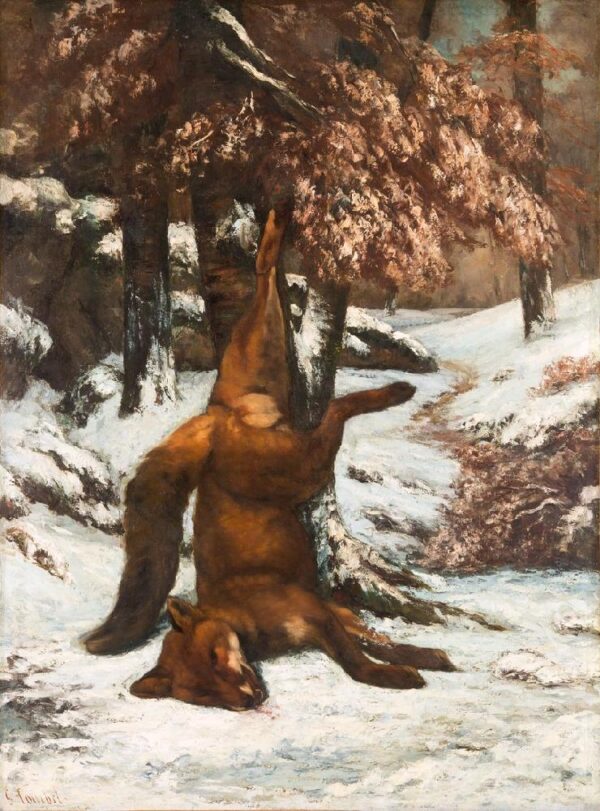 Renard suspendido a un árbol, en la nieve – Gustave Courbet Gustave Courbet Master Apollon