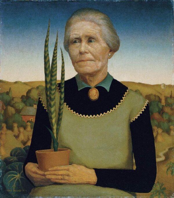 Mujer con plantas – Grant Wood Grant Wood Master Apollon