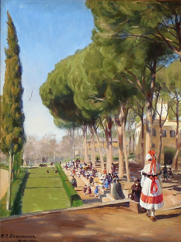 Len, « Día de verano en la Villa Borghese en Roma » – Hans Andersen Brendekilde Andersen Brendekilde Master Apollon