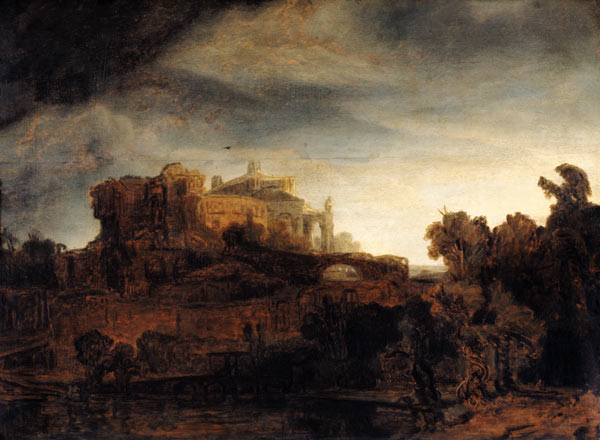 Paisaje con un castillo – Rembrandt van Rijn Rembrandt van Rijn Master Apollon