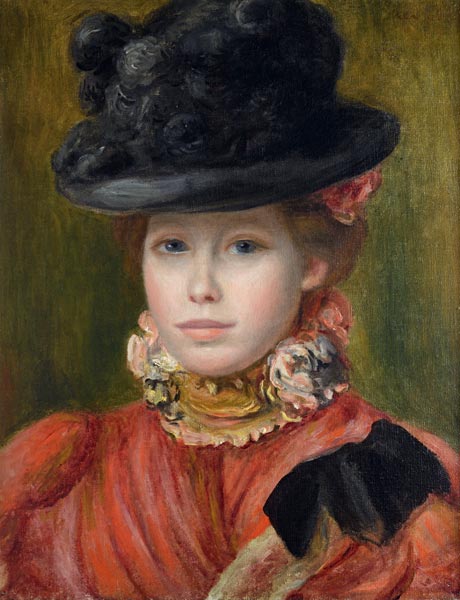 Chica con sombrero negro y flores rojas – Pierre-Auguste Renoir Pierre-Auguste Renoir Master Apollon