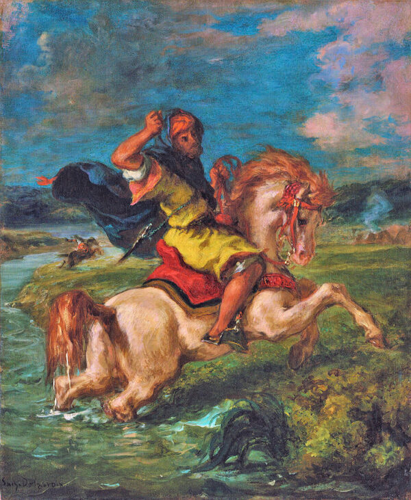 Caballero marroquí cruzando un vado – Eugène Delacroix Eugène Delacroix Master Apollon