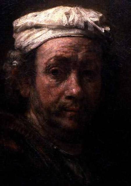 Retrato del artista en su caballete, detalle de la cara – Rembrandt van Rijn Rembrandt van Rijn Master Apollon