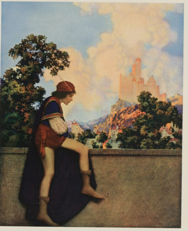 El Paje de Corazones observa partir a Lady Violetta – Maxfield Parrish Maxfield Parrish Master Apollon