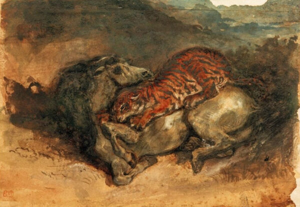 Tigre atacando a un caballo – Eugène Delacroix Eugène Delacroix Master Apollon