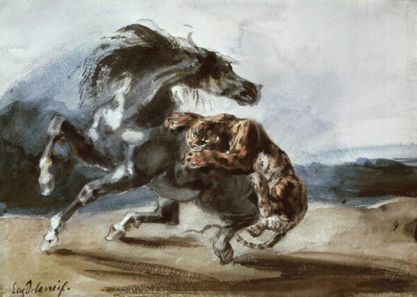 Tigre atacando a un caballo salvaje – Eugène Delacroix Eugène Delacroix Master Apollon