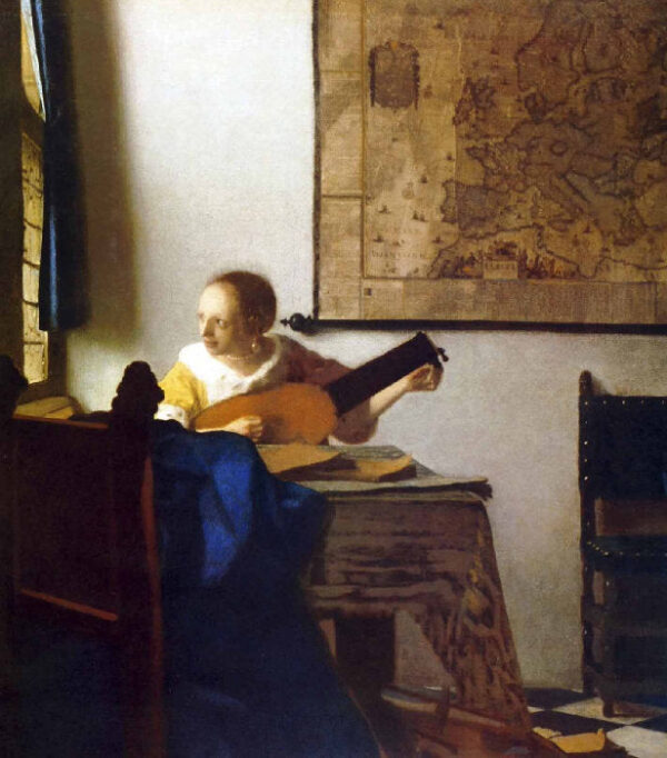 La mujer con laúd – Johannes Vermeer Cuadros populares Master Apollon