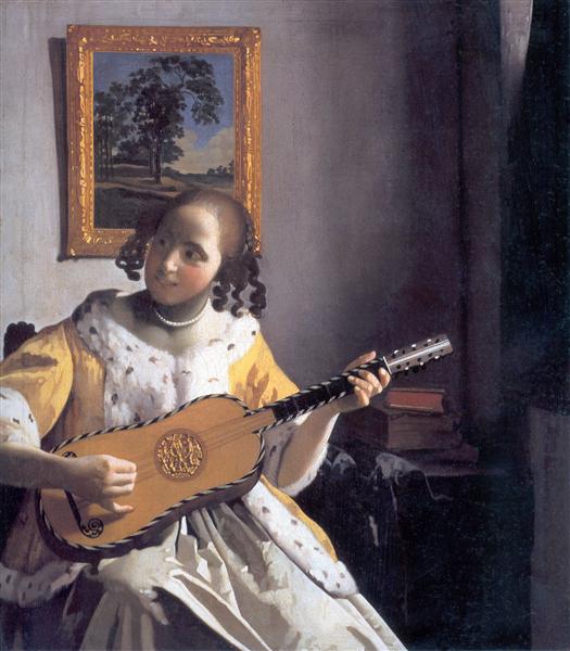 Una mujer tocando la guitarra – Johannes Vermeer Johannes Vermeer Master Apollon